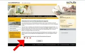 SCHUFA Screenshot Selbstauskunft